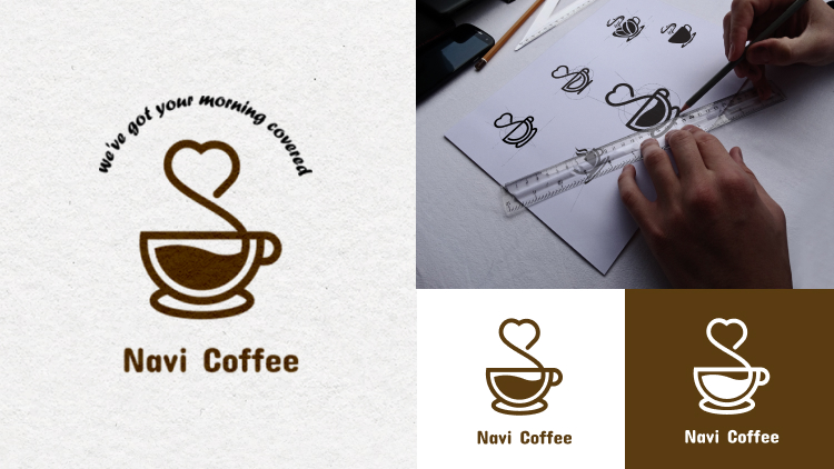 Minh họa thiết kế bộ nhận diện thương hiệu logo cafe