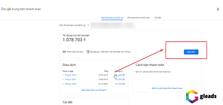 Nạp tiền vào google ads bằng Google Pay