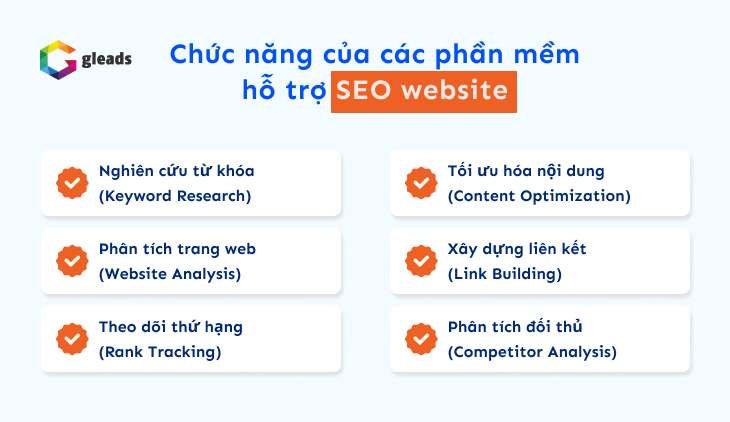 Chức năng các phần mềm hỗ trợ SEO website