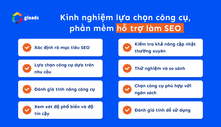 lựa chọn công cụ, phần mềm hỗ trợ làm SEO