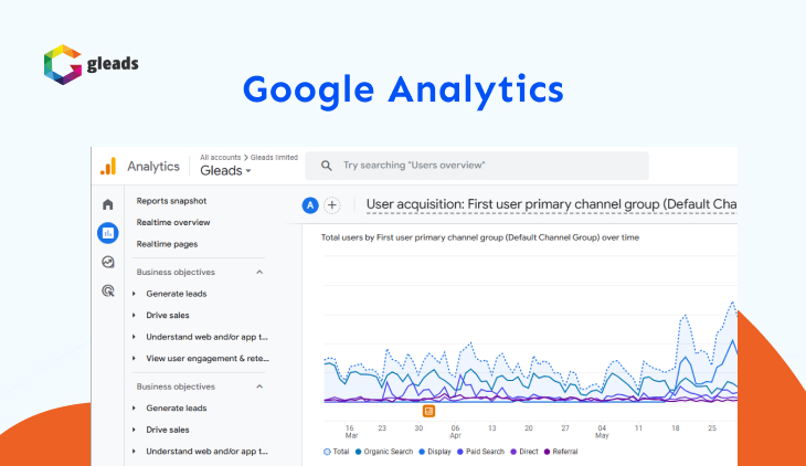 Giao diện thống kê lượt traffic trong công cụ Google Analytics.