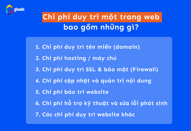 Chi phí duy trì một trang web gồm những gì