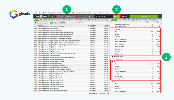 Kiểm tra Meta tags (Page Titles, Meta Description, H1, H2) của website