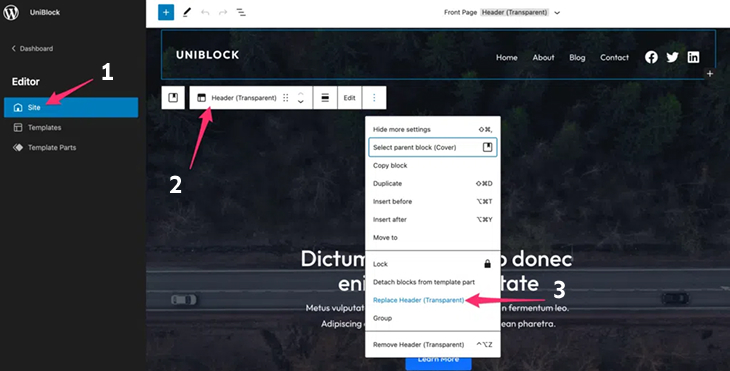 Tùy chỉnh Header và Footer bằng Full Site Editing